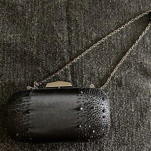 Black clutch with rhinestones